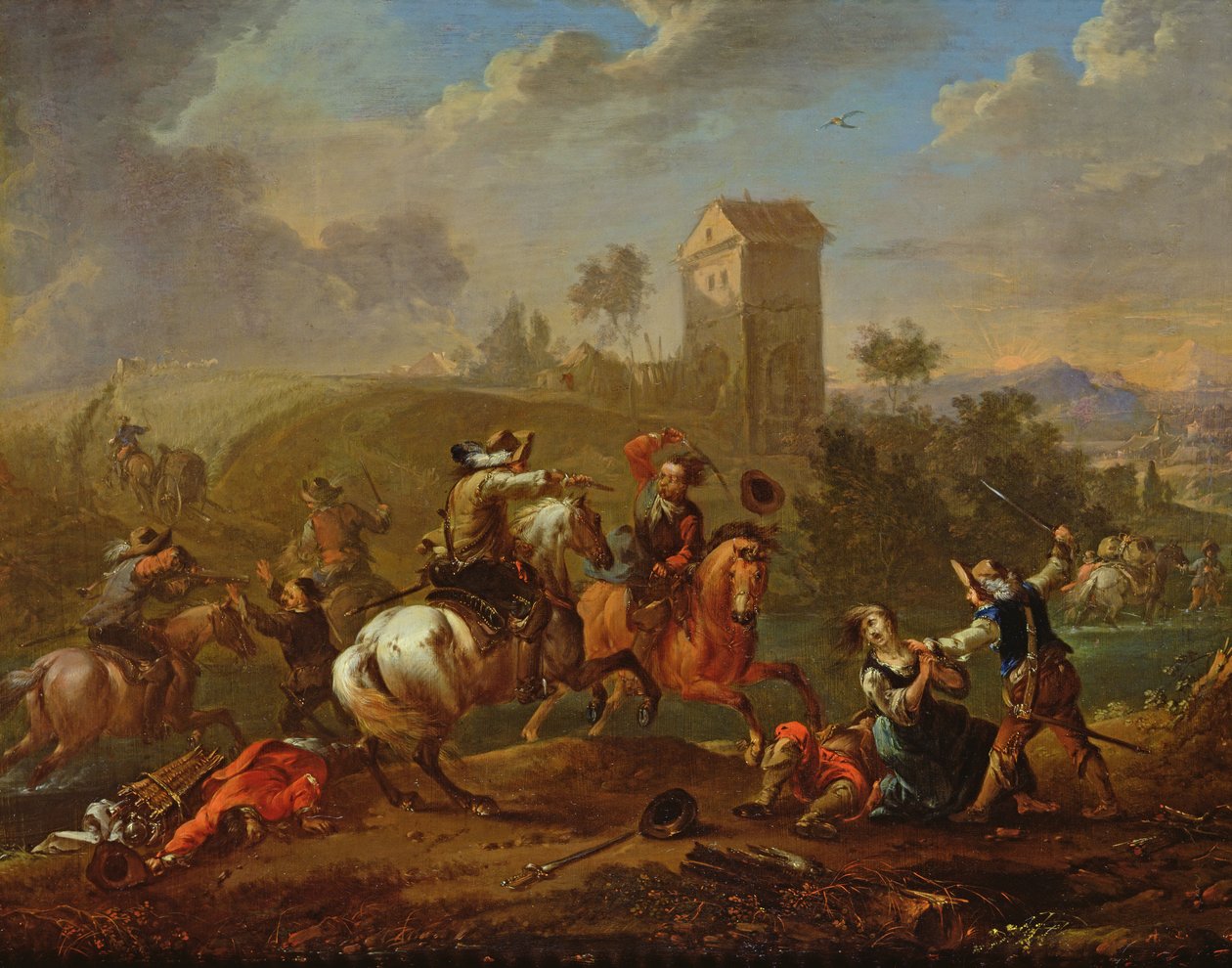 Bandietenscène door Philips Wouwerman