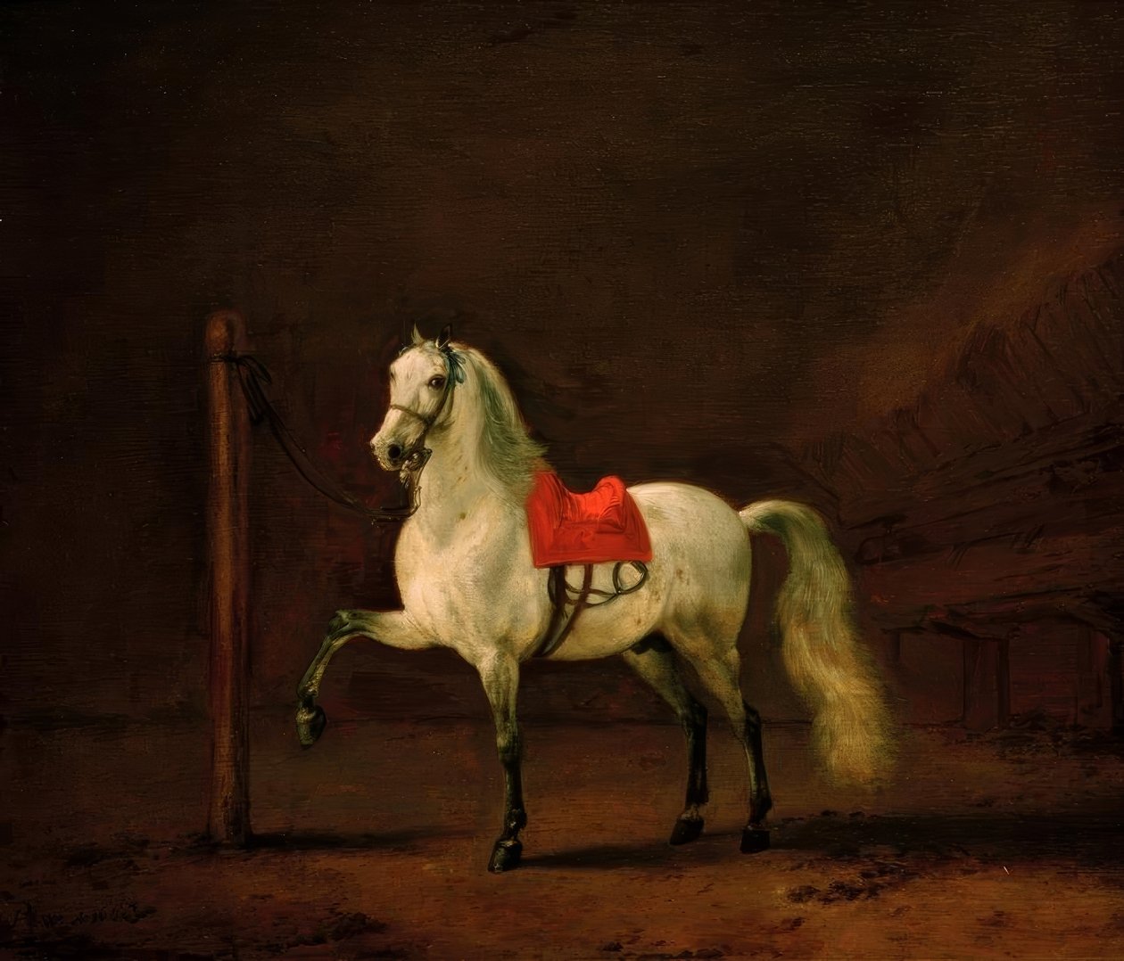 Een schimmel in de stal door Philips Wouwerman