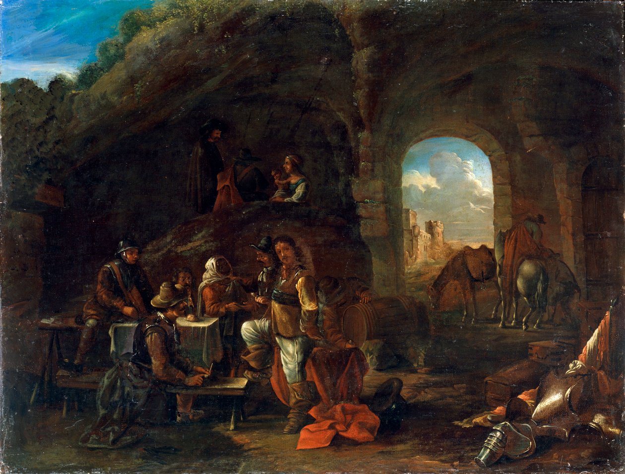 Tafereel in een taverne, c1640-1665 door Philips Wouwerman