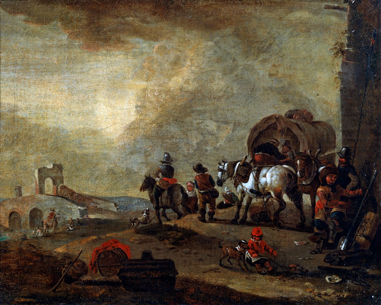 Reizigers onderweg, 17e eeuw door Philips Wouwerman