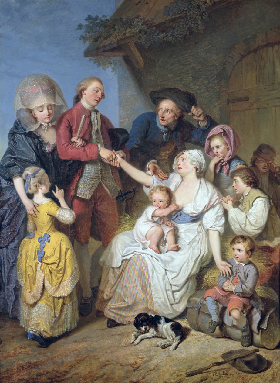 Liefdadigheid, 1777 door Pierre Alexandre Wille