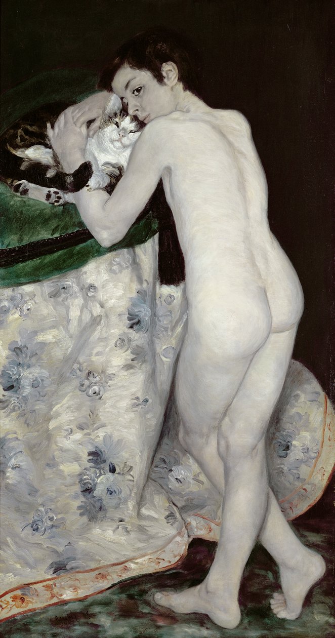 Een jongen met een kat, 1868 door Pierre Auguste Renoir