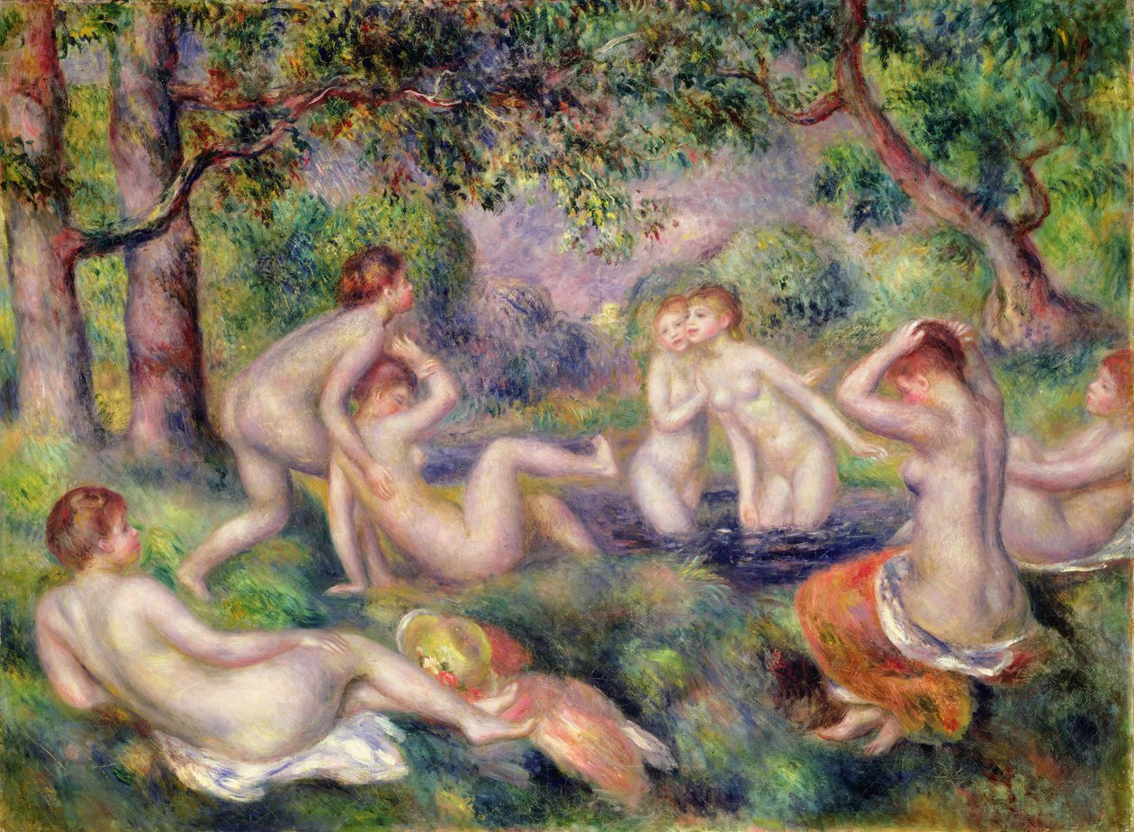 Baden in het Bos, ca. 1897 door Pierre Auguste Renoir