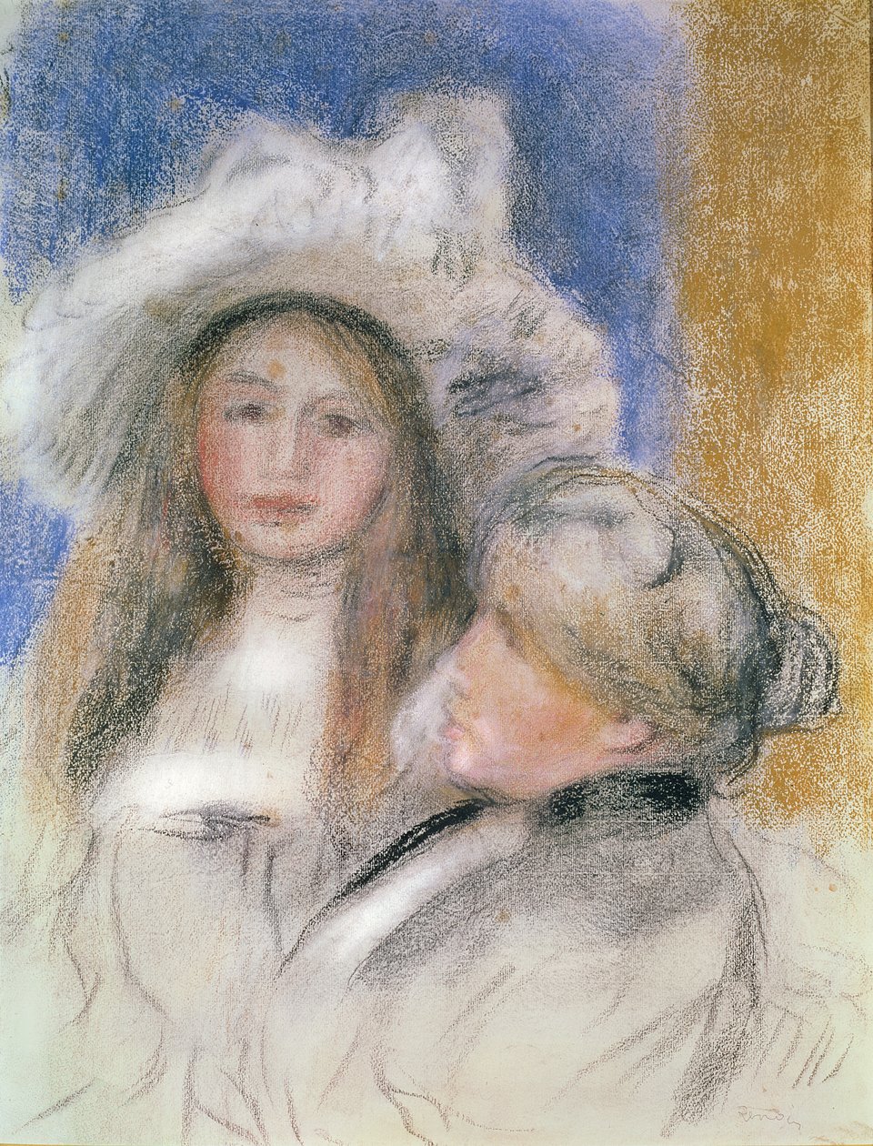 Berthe Morisot (1841-95) en haar dochter Julie Manet (1878-1966) door Pierre Auguste Renoir