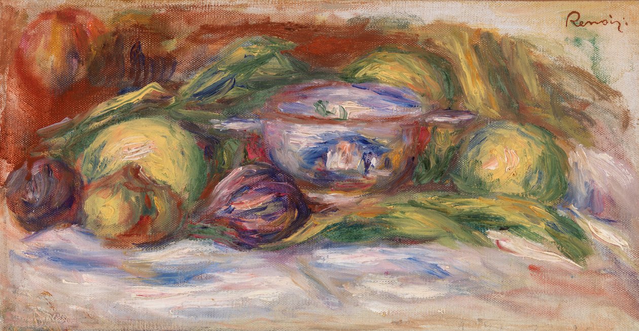 Kom, vijgen en appels door Pierre Auguste Renoir