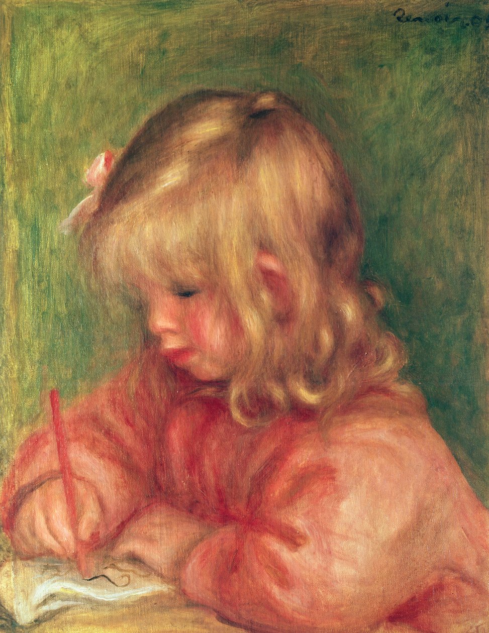 Kind tekent, 1905 door Pierre Auguste Renoir