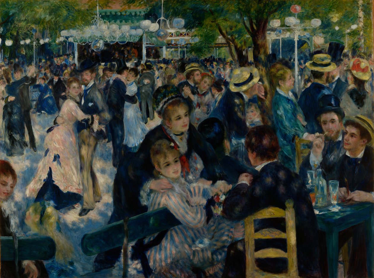 Dans bij Le Moulin de la Galette door Pierre Auguste Renoir