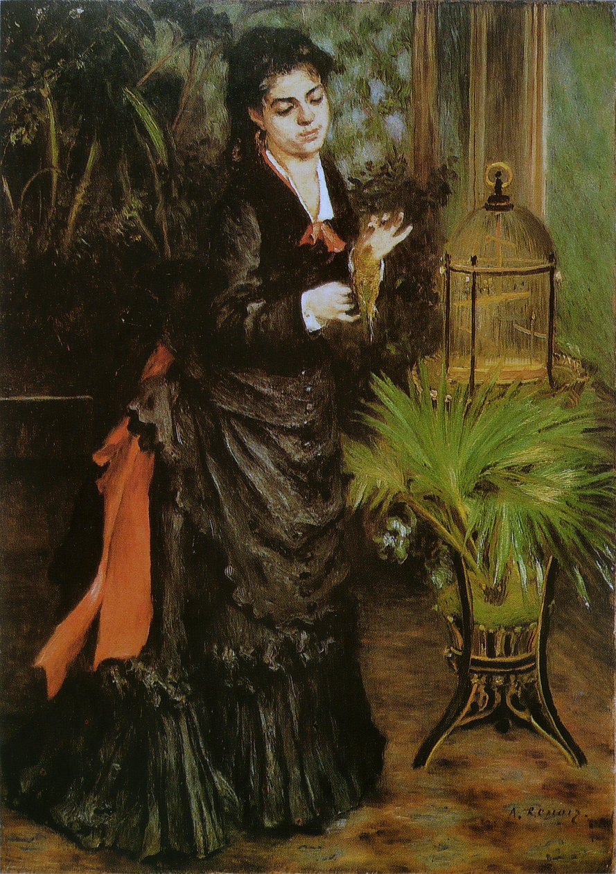 De vrouw met de parkiet door Pierre Auguste Renoir