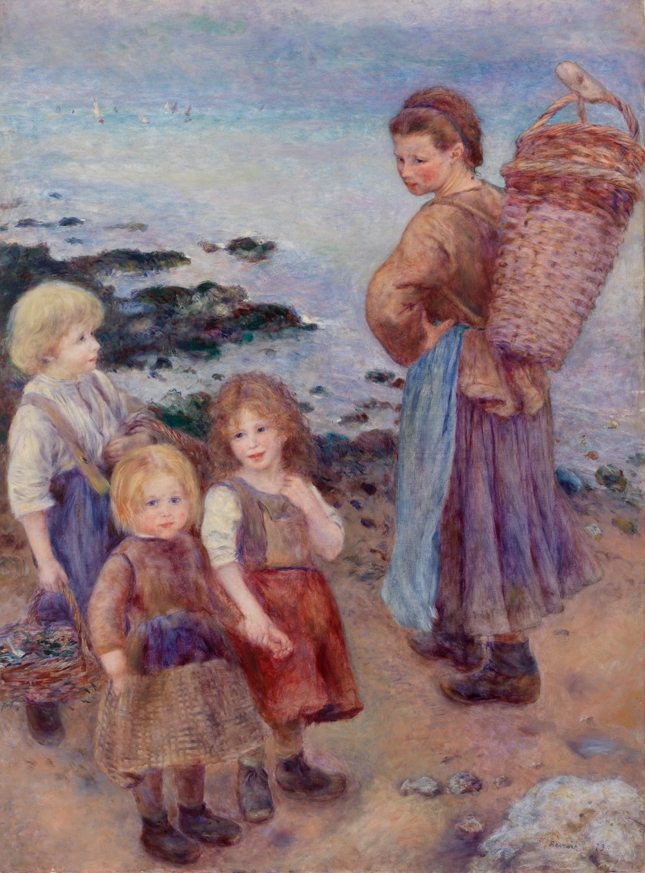 Mosselvissers bij Berneval (Pêcheuses de moules à Berneval, côte normand) door Pierre Auguste Renoir