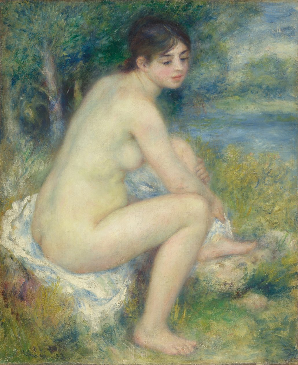 Naakte vrouw in een landschap door Pierre Auguste Renoir