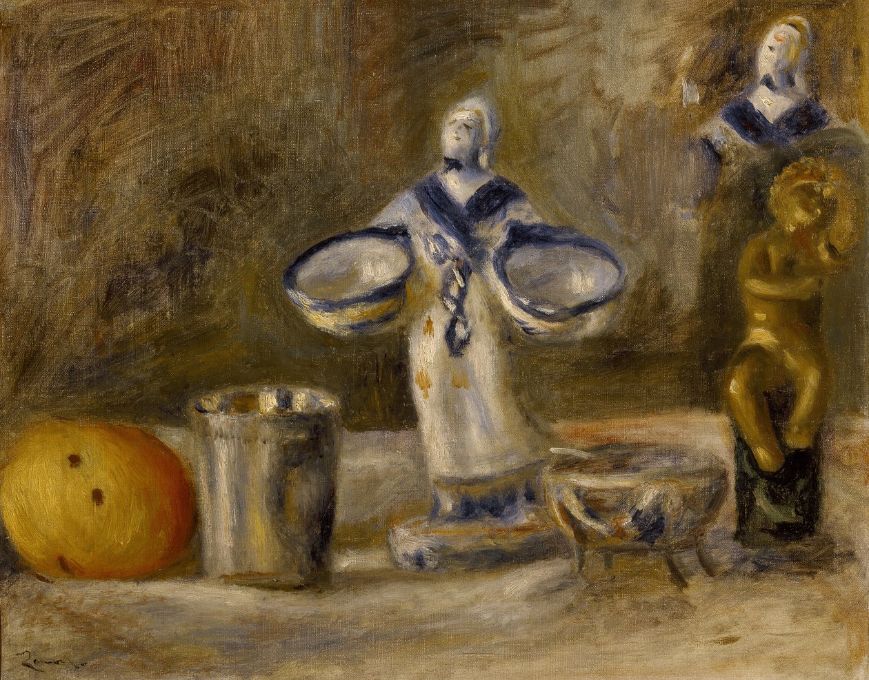 Stilleven met een Faience-figuur, 19e eeuw door Pierre Auguste Renoir