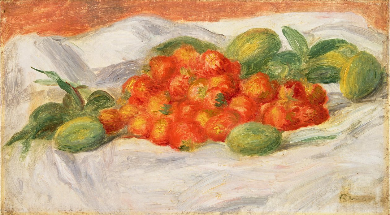 Aardbeien en amandelen door Pierre Auguste Renoir