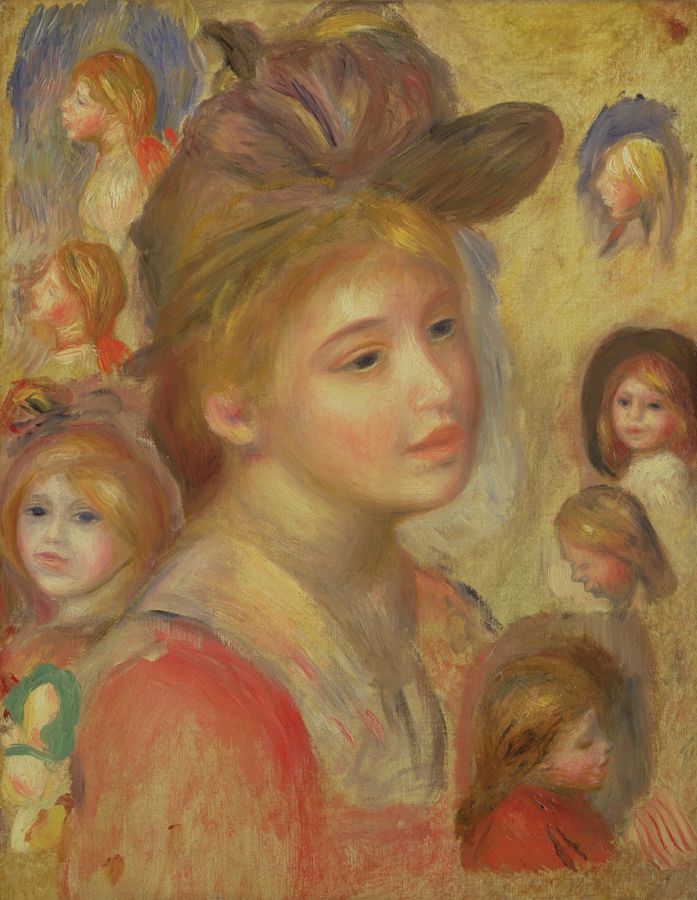 Studies van meisjeshoofden door Pierre Auguste Renoir