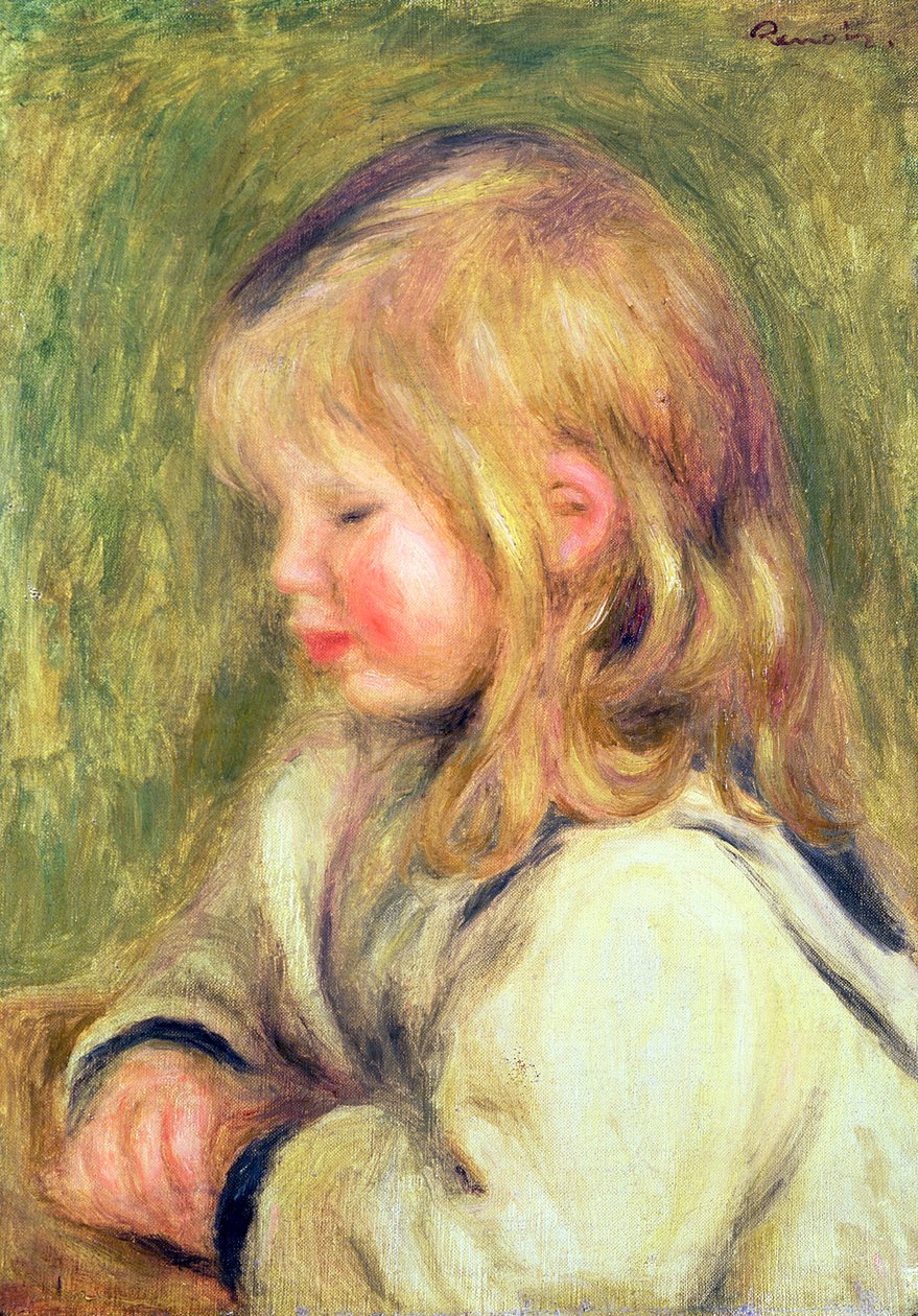 Het Kind in een Wit Shirt Lezend, 1905 door Pierre Auguste Renoir