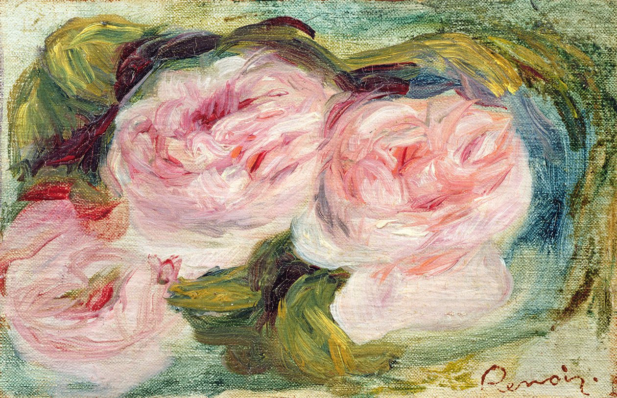 De drie rozen door Pierre Auguste Renoir