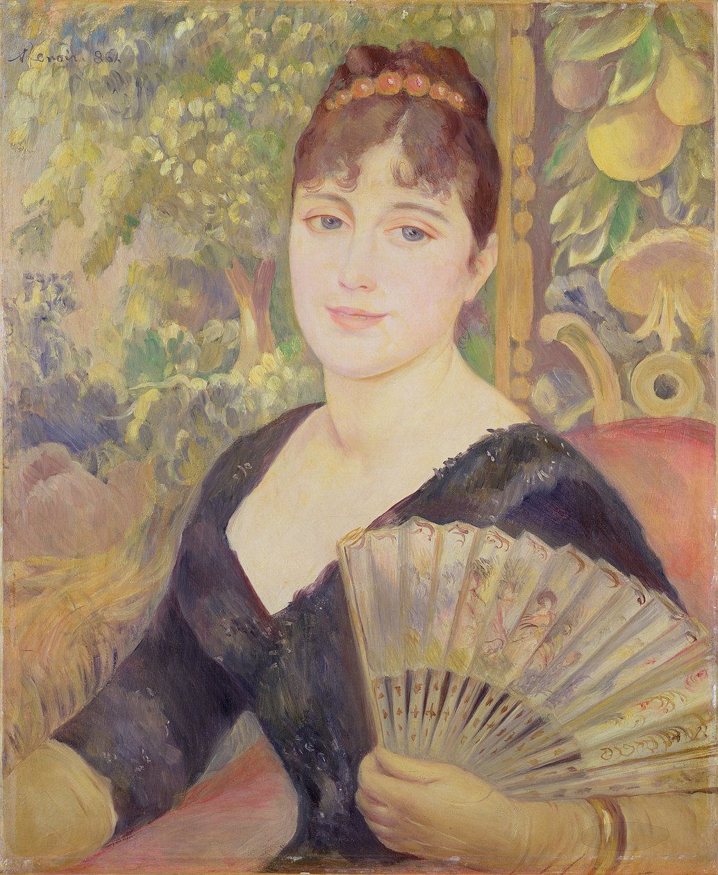 Vrouw met een waaier, 1886 door Pierre Auguste Renoir