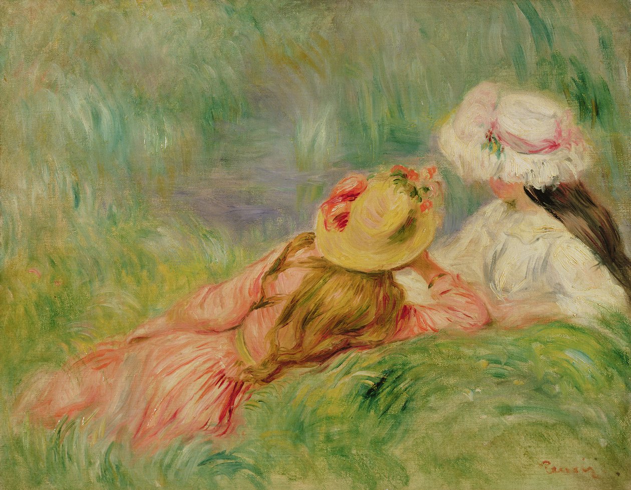 Jonge Meisjes aan de Rivieroever door Pierre Auguste Renoir