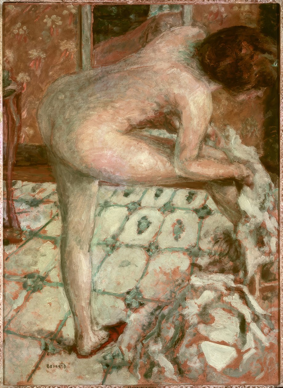 Na het bad of De oranje toiletkamer door Pierre Bonnard