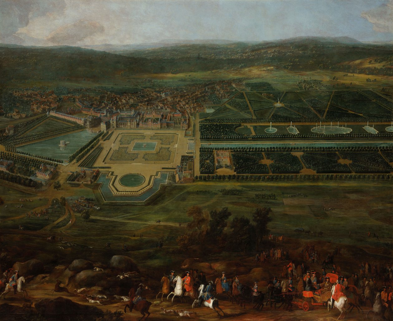 Uitzicht op het Château de Fontainebleau door Pierre Denis Martin