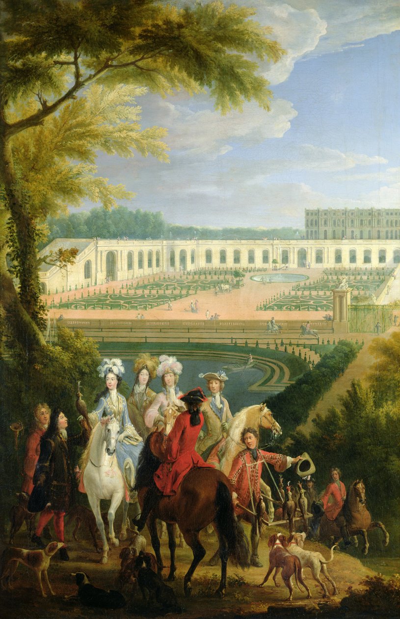Zicht op de Orangerie in Versailles, na 1697 door Pierre Denis Martin