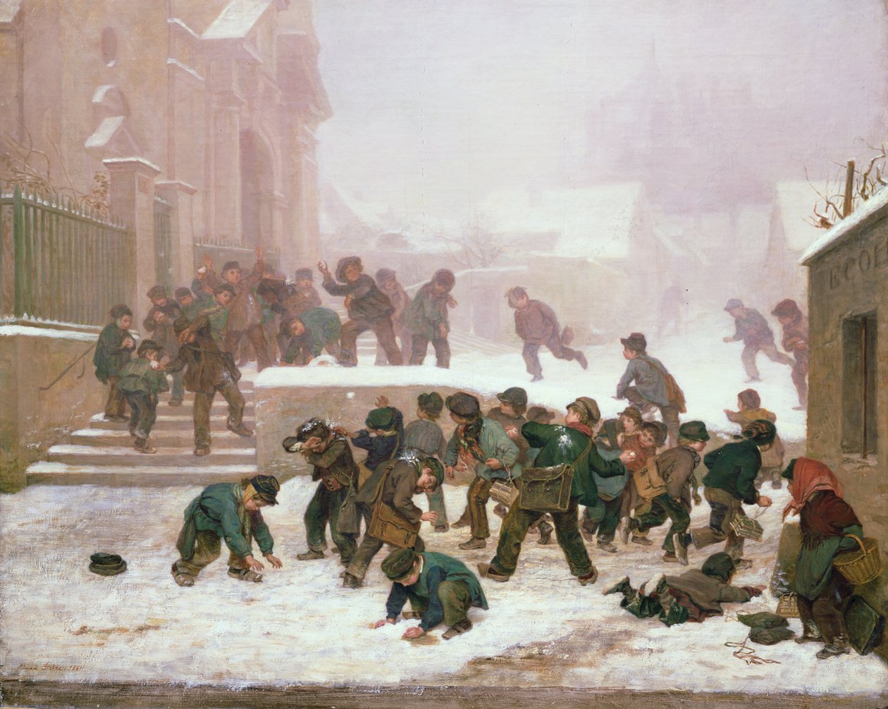 Sneeuwballengevecht door Pierre Edouard Frere