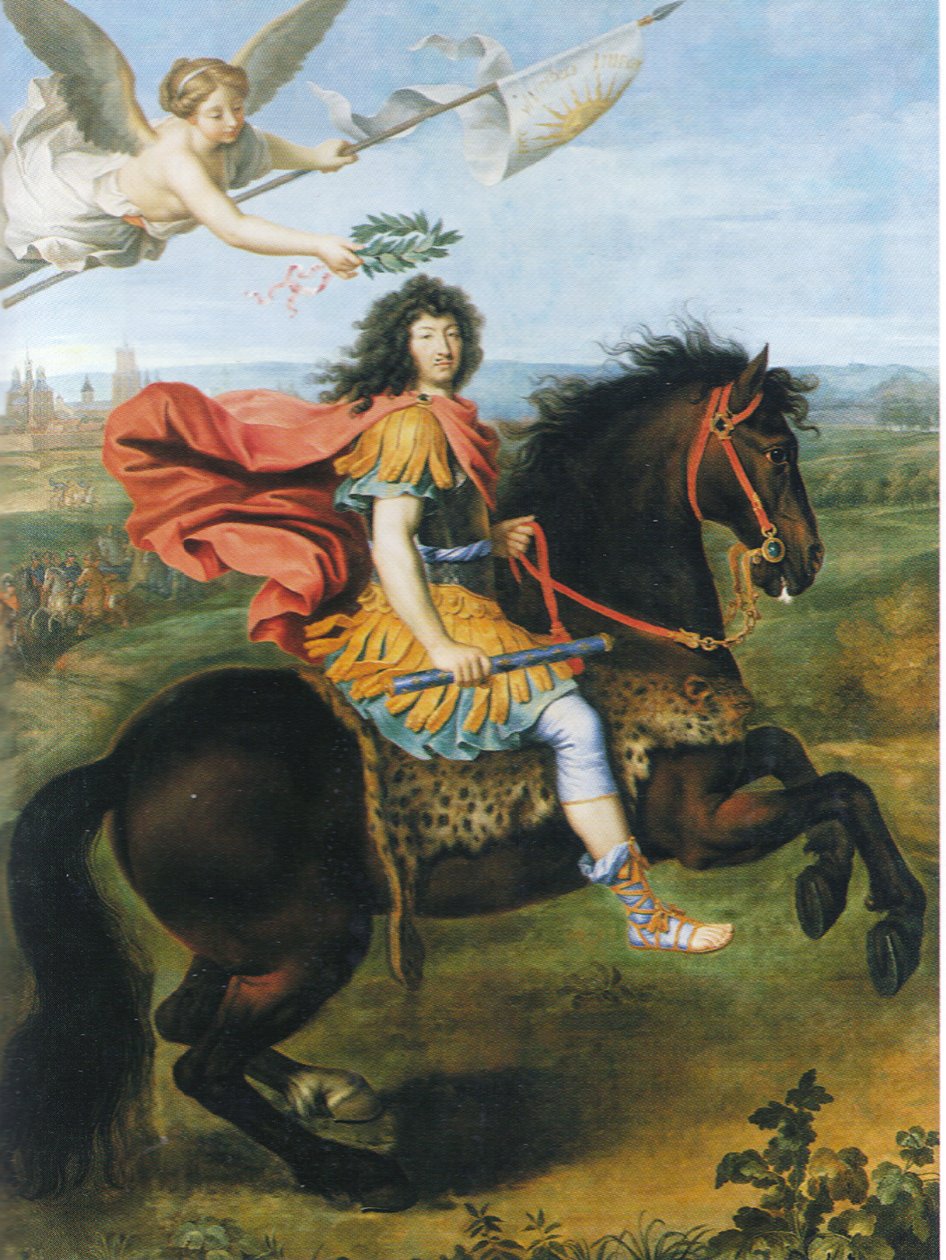 Lodewijk XIV van Frankrijk te paard door Pierre Mignard