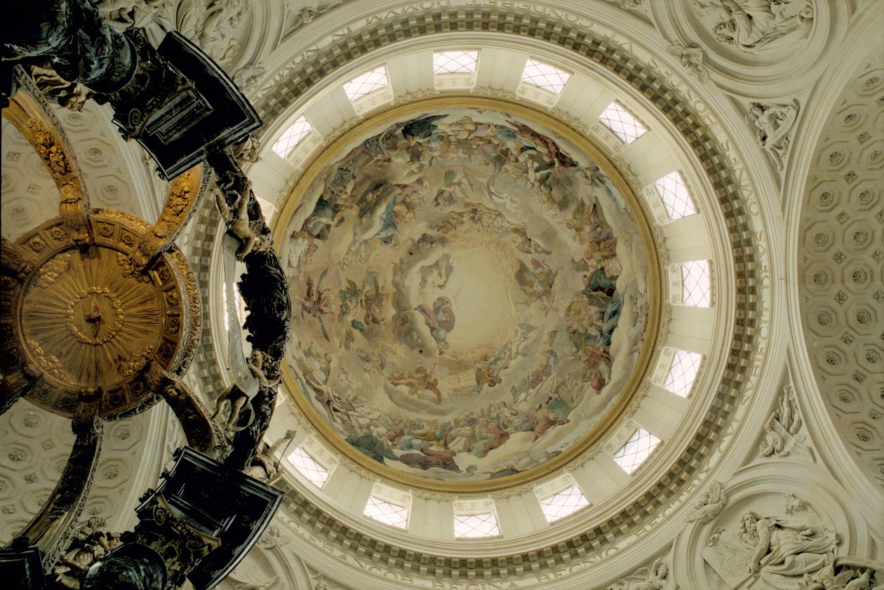 Uitzicht op het interieur van de koepel, 1663-65 (detail) door Pierre Mignard