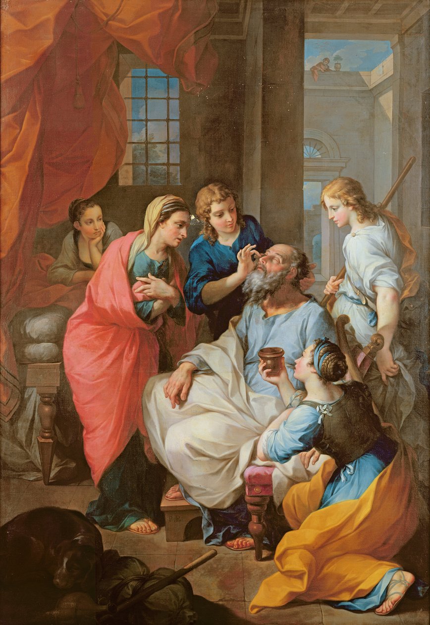 Tobias geneest het zicht van zijn vader, 1733 door Pierre Parrocel