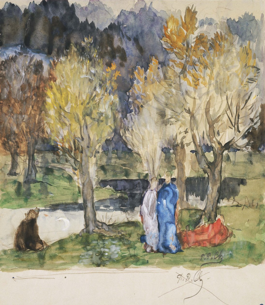 Heilige woud door Pierre Puvis de Chavannes