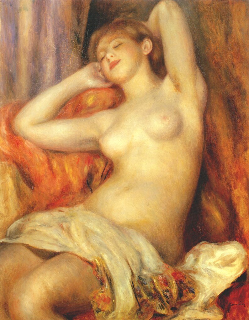 Slapende vrouw Gabrielle Renard door Pierre Auguste Renoir