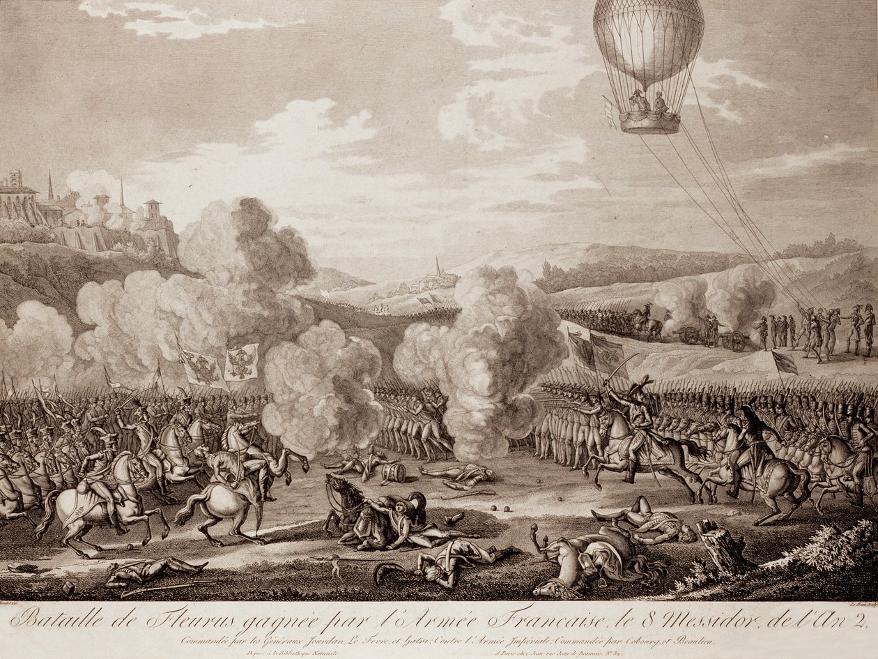 Slag bij Fleurus door Pierre Adrien (after) Le Beau