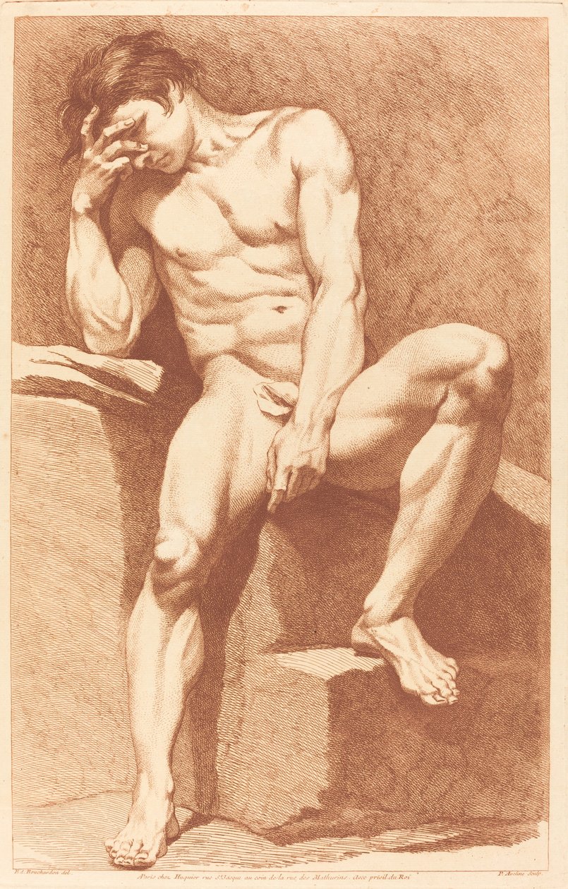 Academie door Pierre Alexandre Aveline after Edme Bouchardon