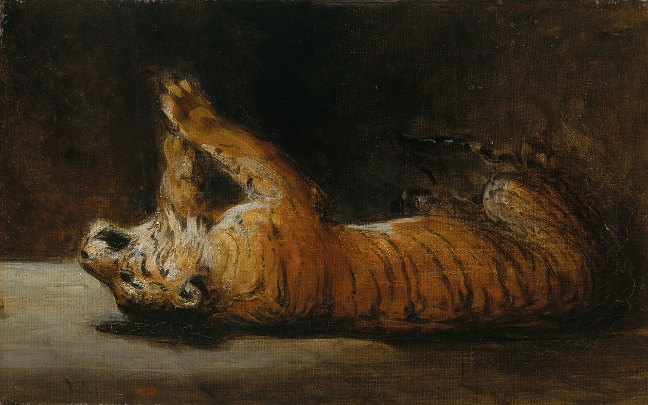 Tijger spelen (olieverf op doek) door Pierre Andrieu