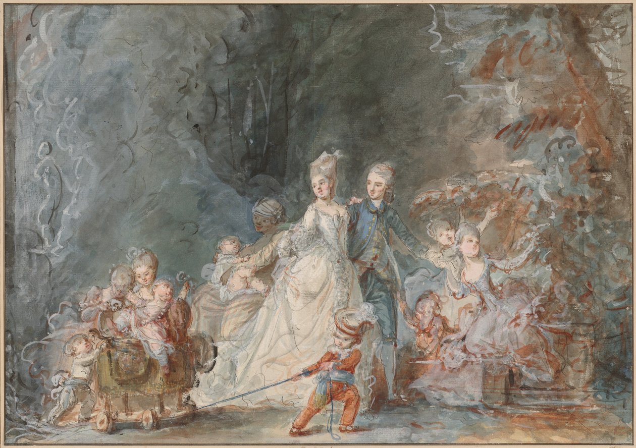 Familie Promenade in het Park door Pierre Antoine Baudouin