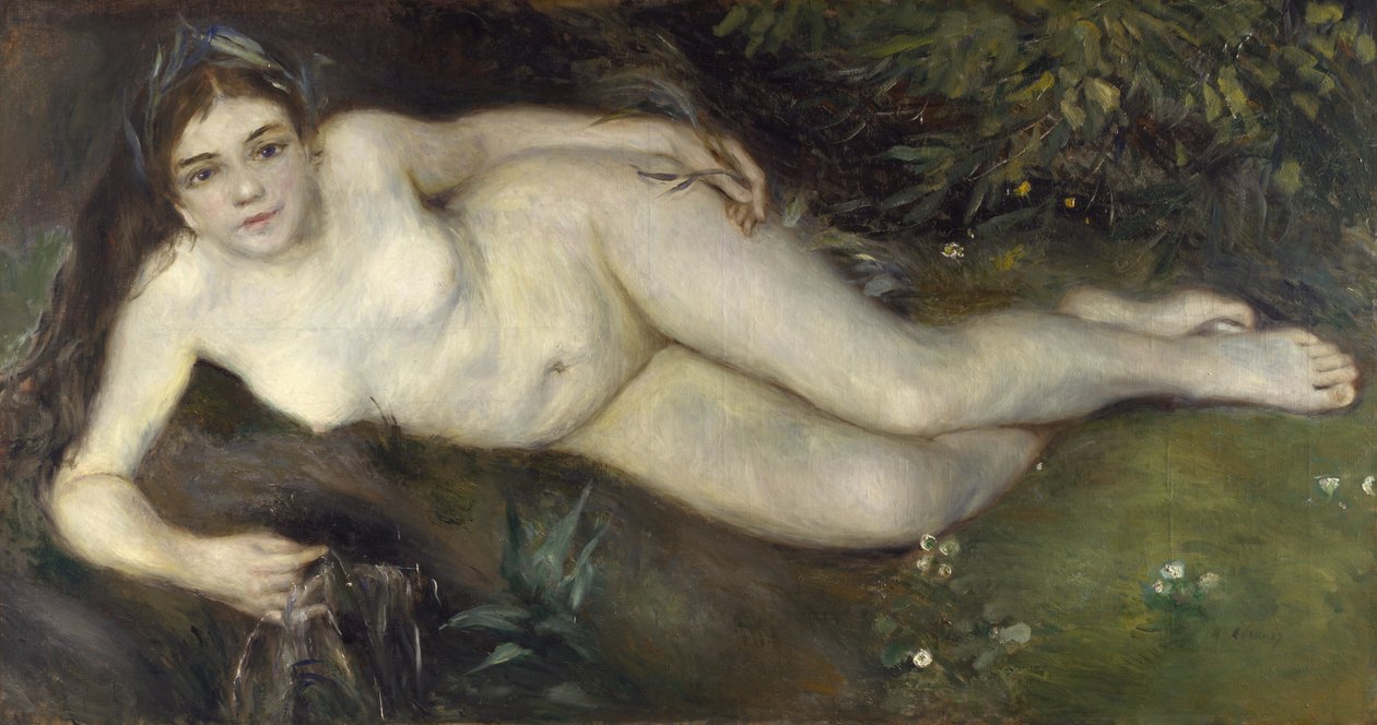 Een nimf bij een stroom, 1869-1870 door Pierre Auguste Renoir
