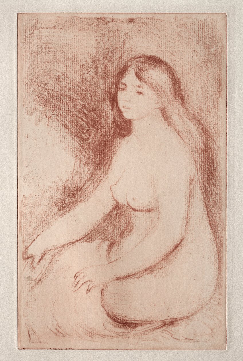 Zittende Baadster door Pierre Auguste Renoir