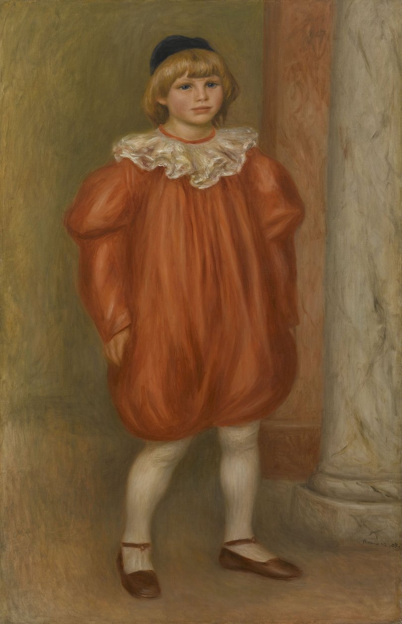 Claude Renoir in clownkostuum, 1909 door Pierre Auguste Renoir