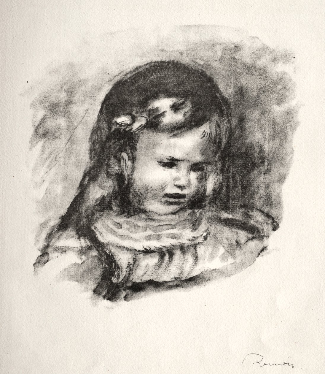 Claude Renoir, hoofd gebogen door Pierre Auguste Renoir