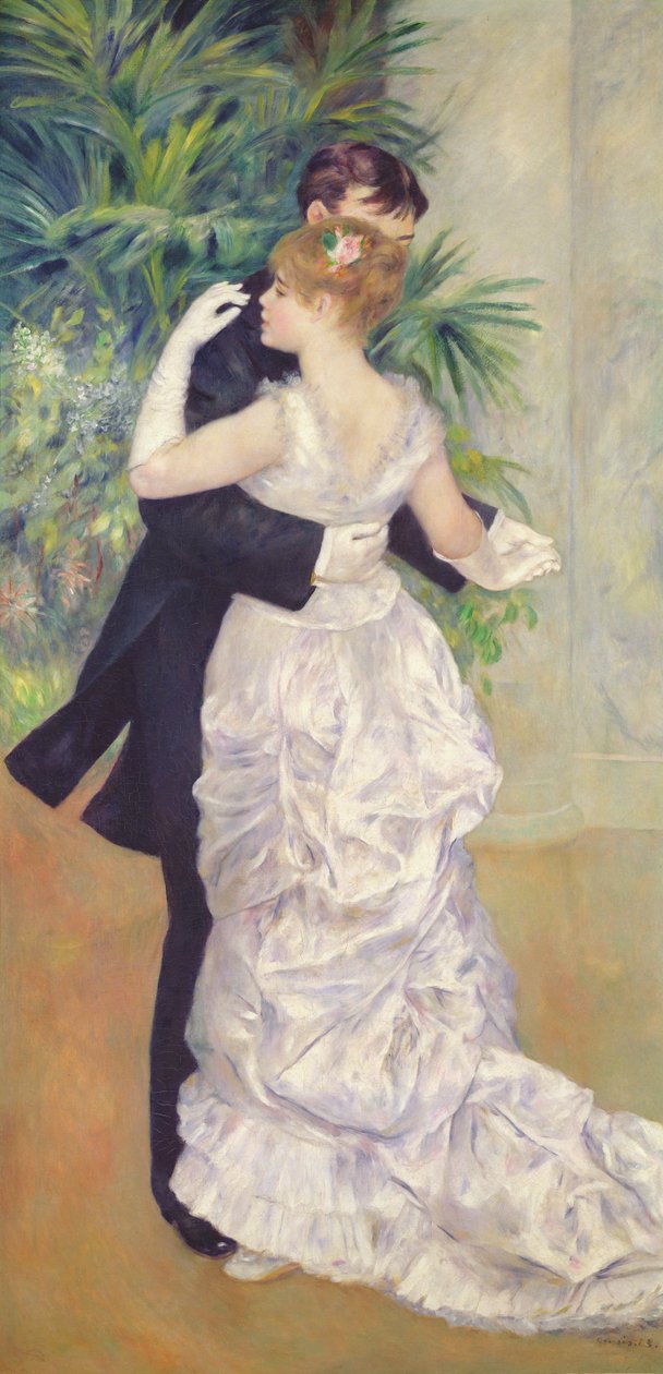 Dans in de stad door Pierre Auguste Renoir