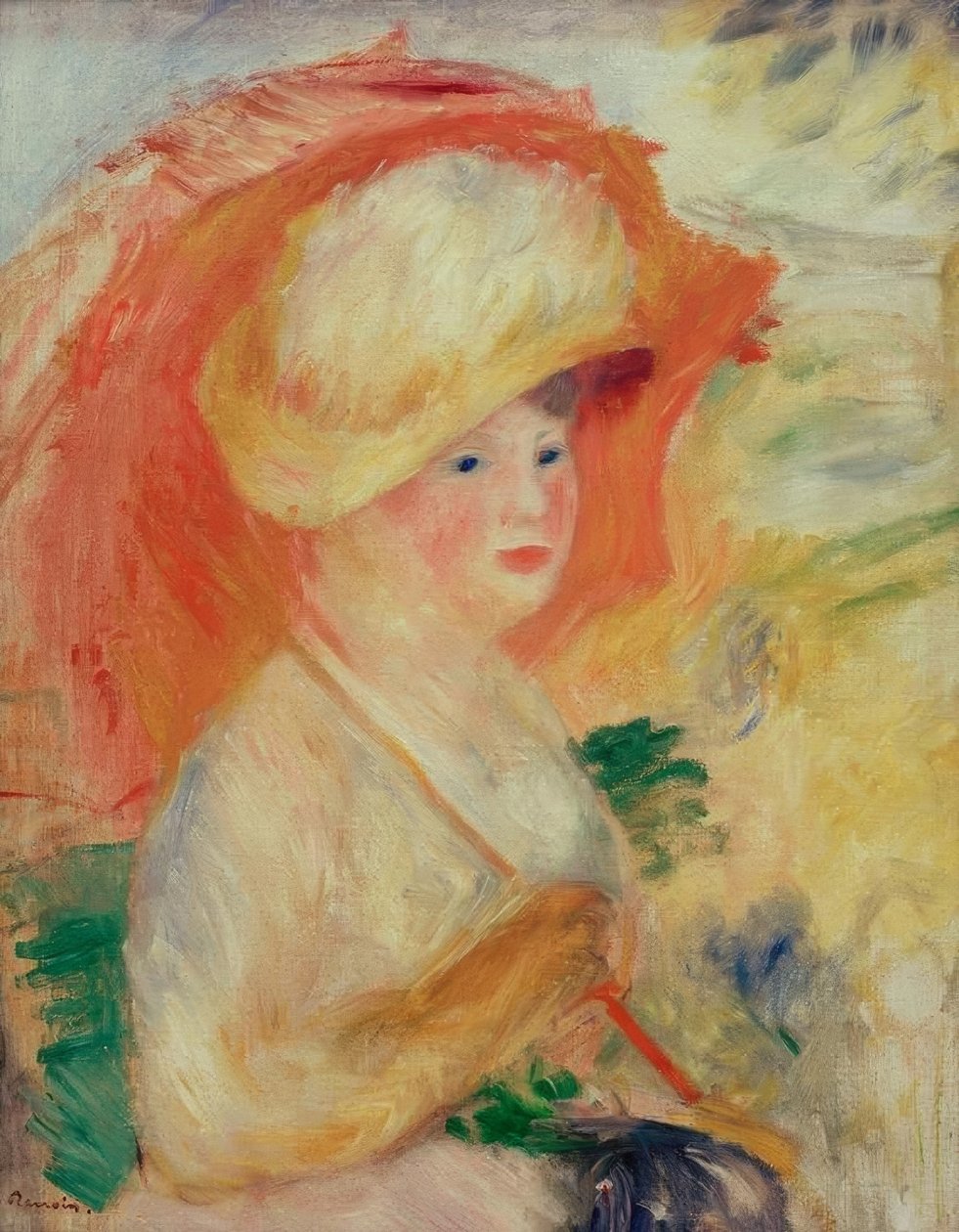 Vrouw met parasol door Pierre Auguste Renoir