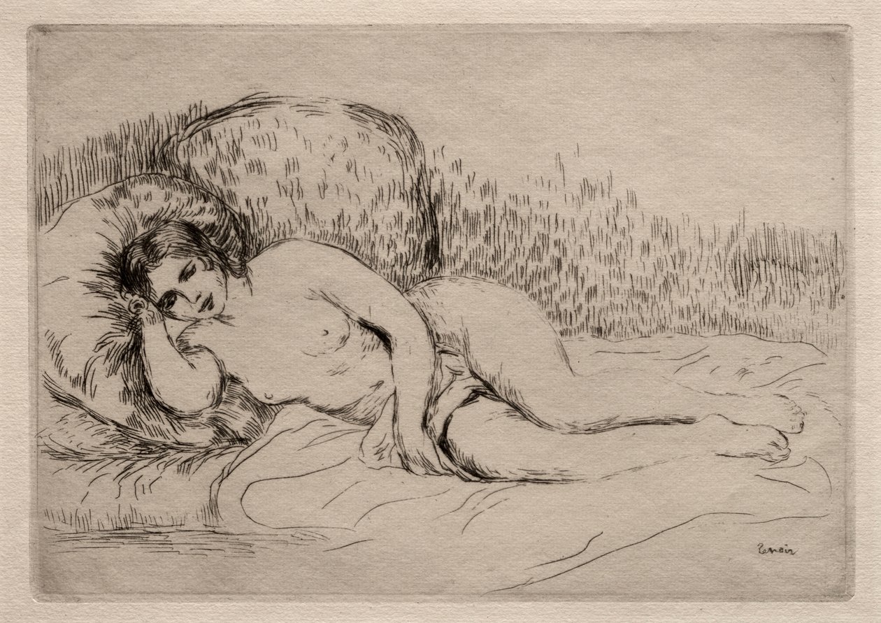 Naakte vrouw liggend door Pierre Auguste Renoir