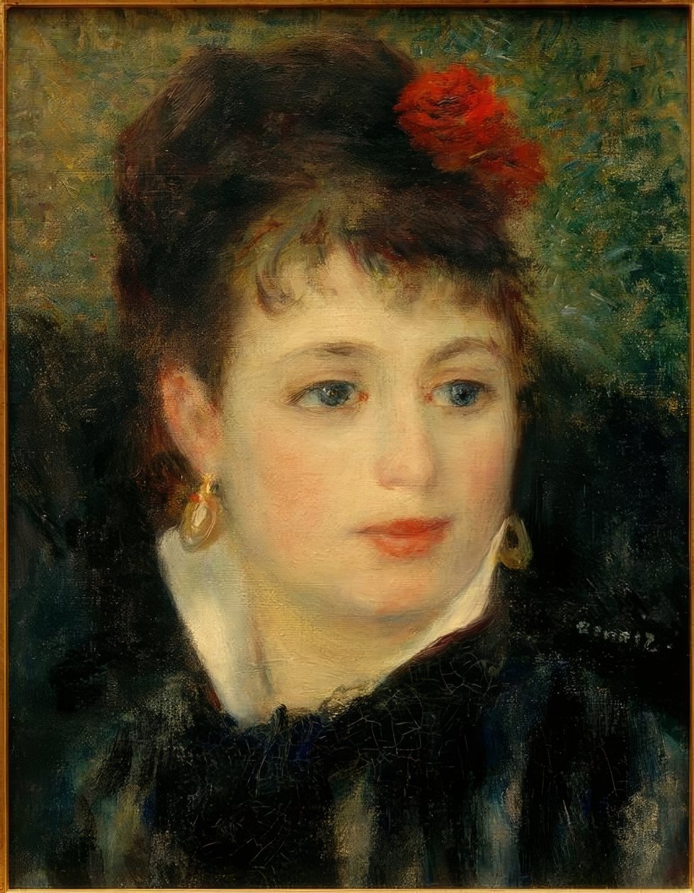 Vrouw met roos door Pierre Auguste Renoir