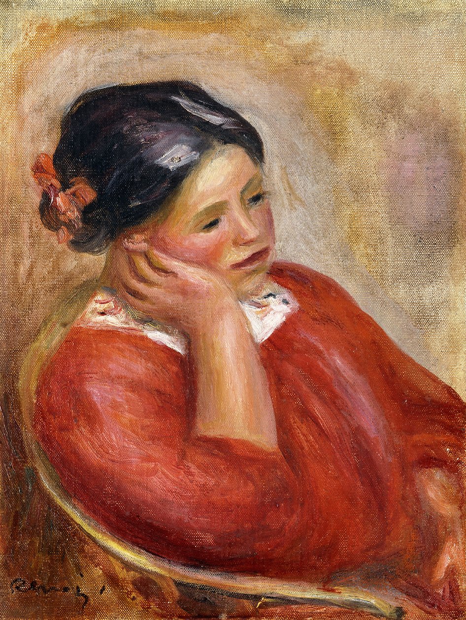 Gabrielle leunend door Pierre Auguste Renoir