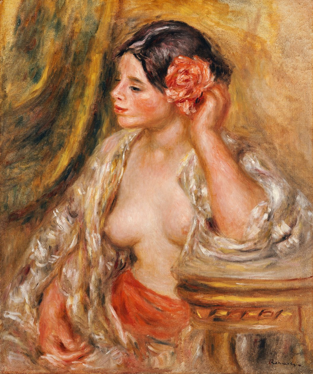 Gabrielle bij haar Kapsel, 1910 door Pierre Auguste Renoir