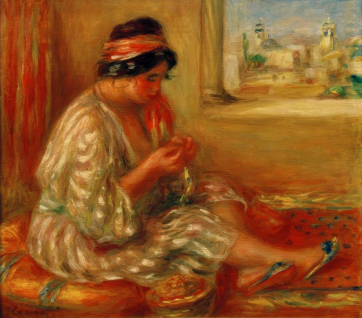 Gabrielle in Algerijnse kleding door Pierre Auguste Renoir