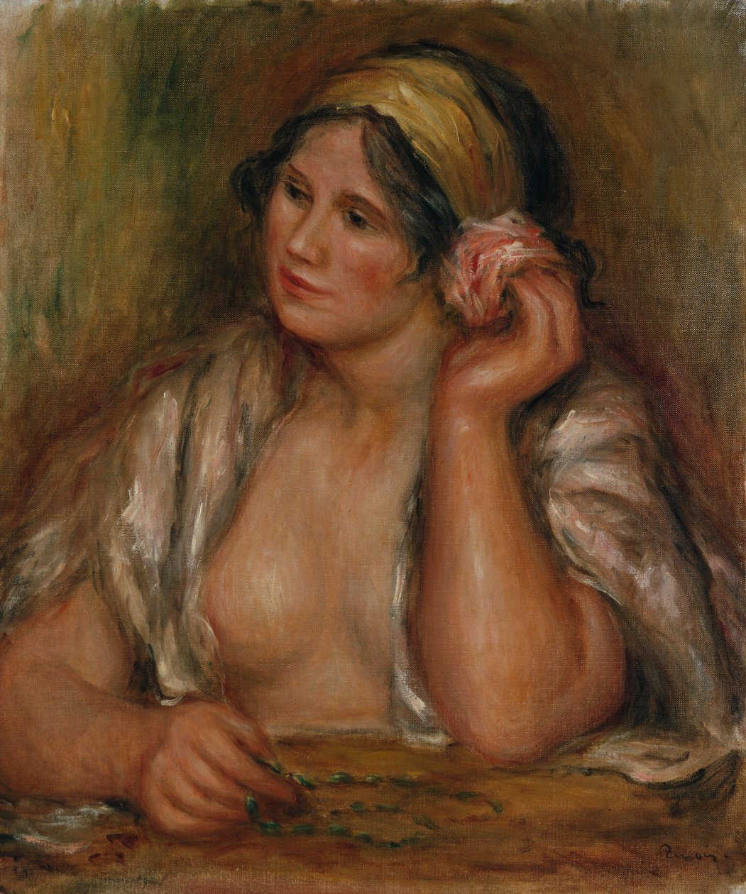 Gabrielle met Groene Ketting, ca. 1905 door Pierre Auguste Renoir