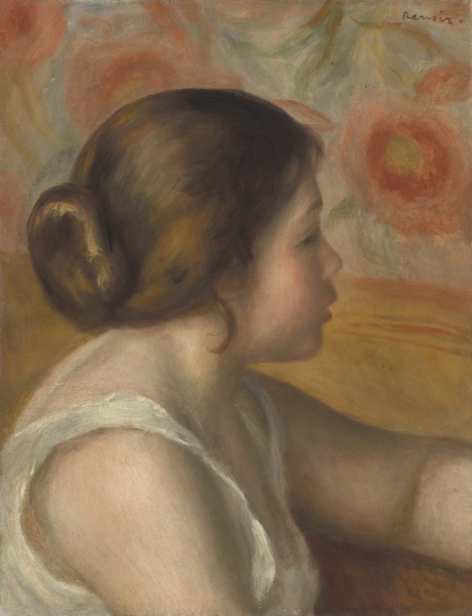 Hoofd van een jong meisje, c.1890 door Pierre Auguste Renoir