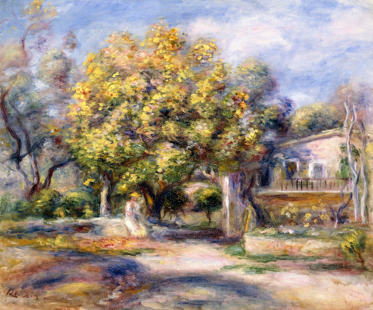 Huizen in Cagnes, c.1905 door Pierre Auguste Renoir