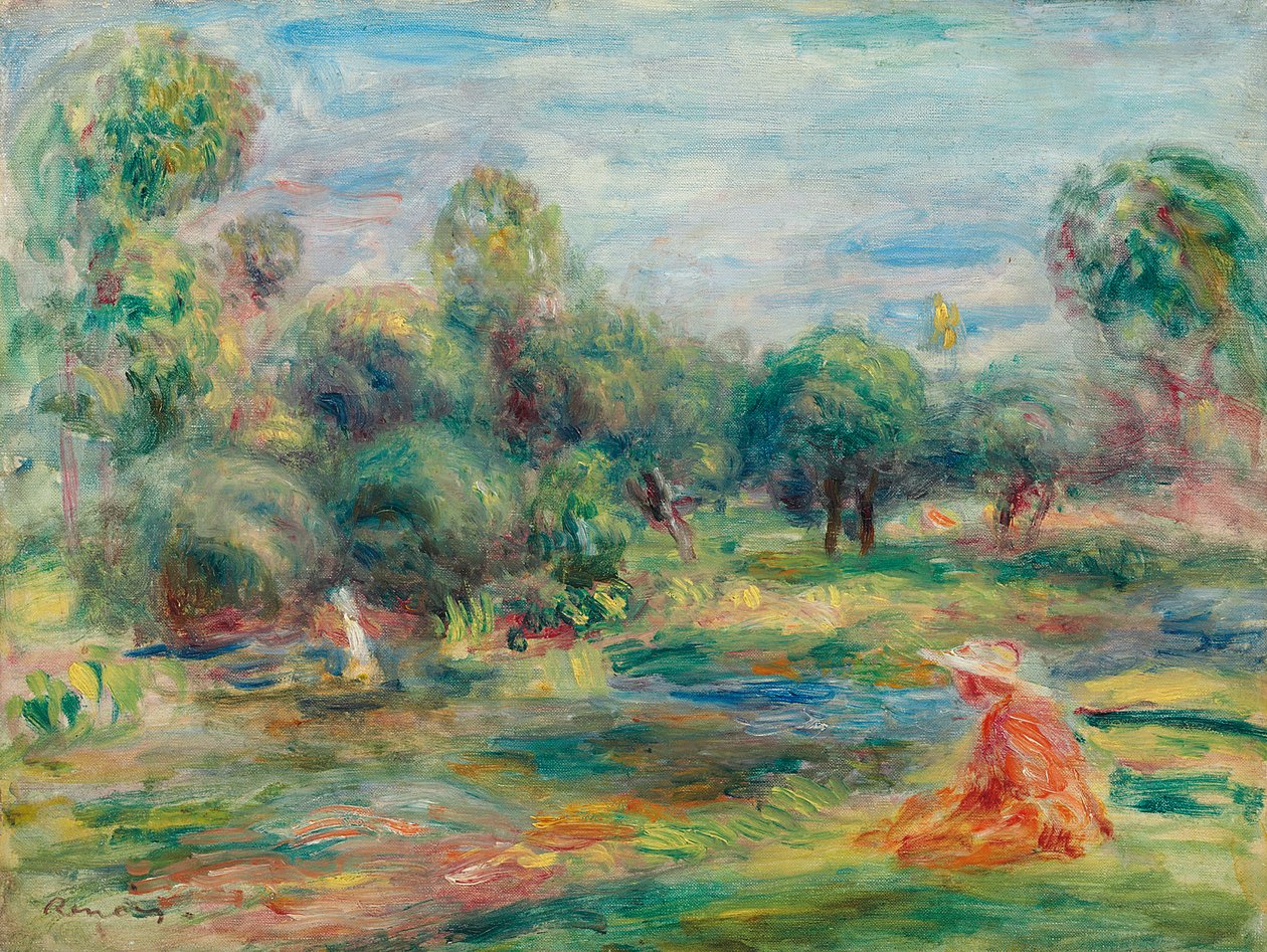 Landschap bij Cagnes, ca. 1907-1908 door Pierre Auguste Renoir