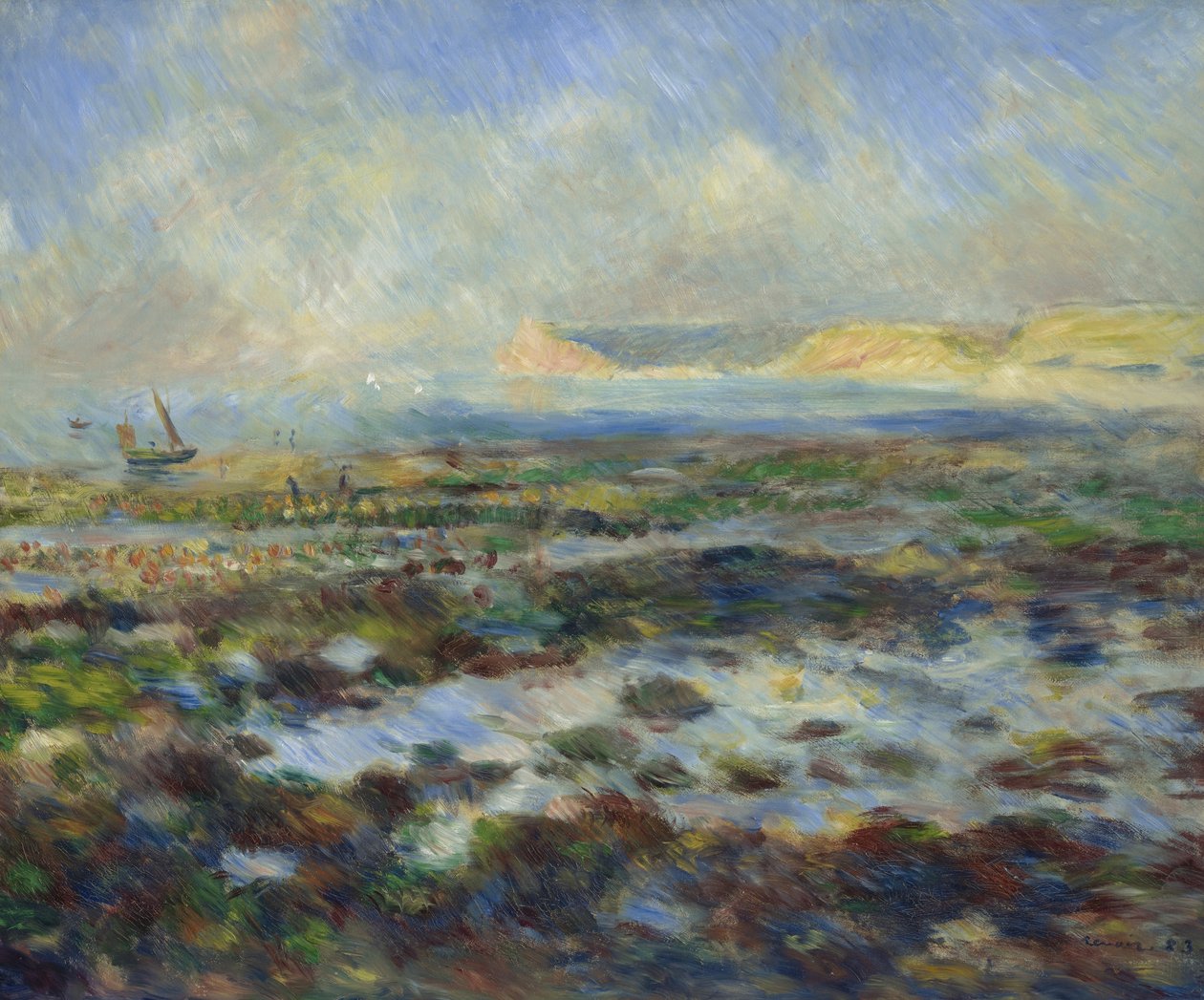 Laag tij, Yport, 1883 door Pierre Auguste Renoir